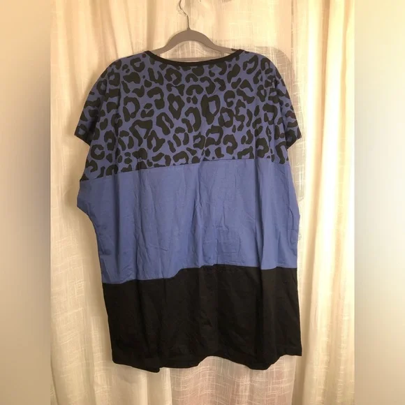 Blue and Black Leopard Print Women's Top - Picture 3 of 10